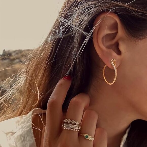 Neiman Marcus 18k Gold Plated Cobra Earrings - Picture 2 of 5